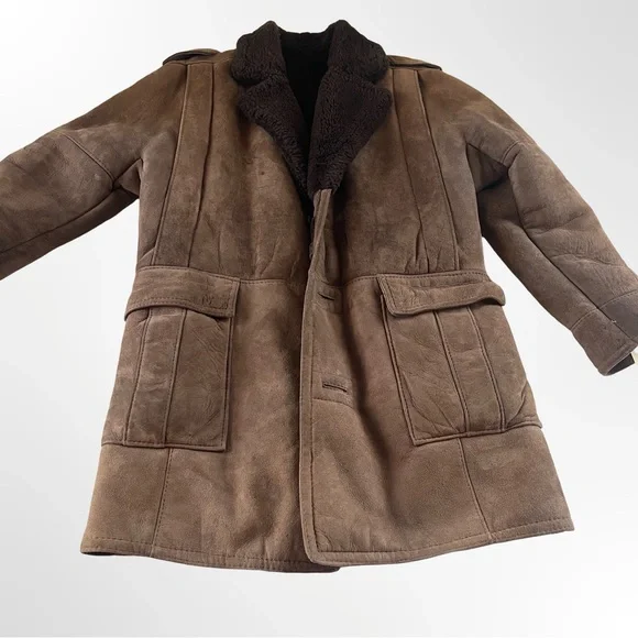 Texas Tanning Men's Brown Genuine Shearling Coat size 36 - Picture 3 of 7